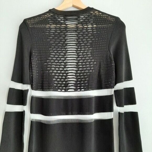 ALEXANDER WANG & H&M Fine Knit Tunic Top / Dress Mesh Panels Sz XS Flawed - Picture 12 of 16